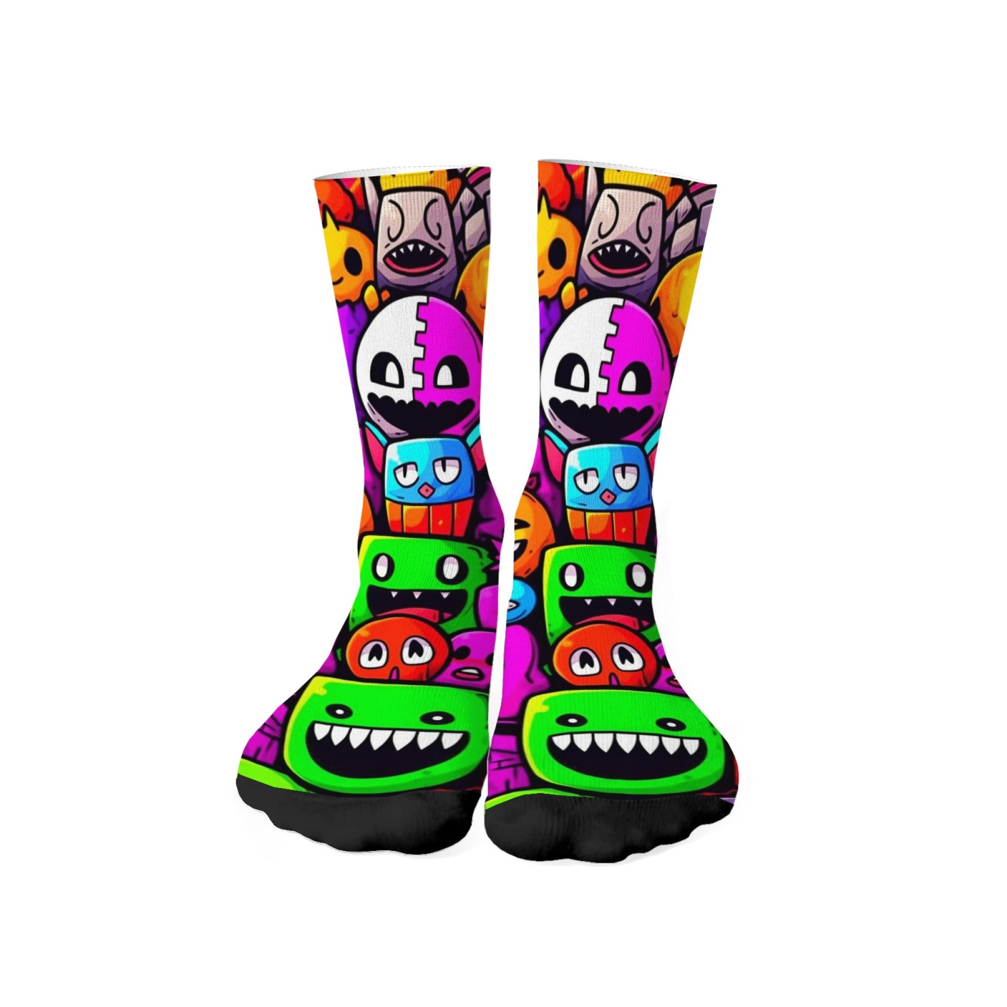 Quirky Street Fashion - Chaussettes pour hommes à imprimé monstre,