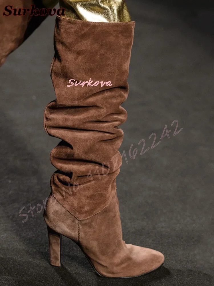 Street Fashion Dress - Rétro plissé sans lacet bottes modernes