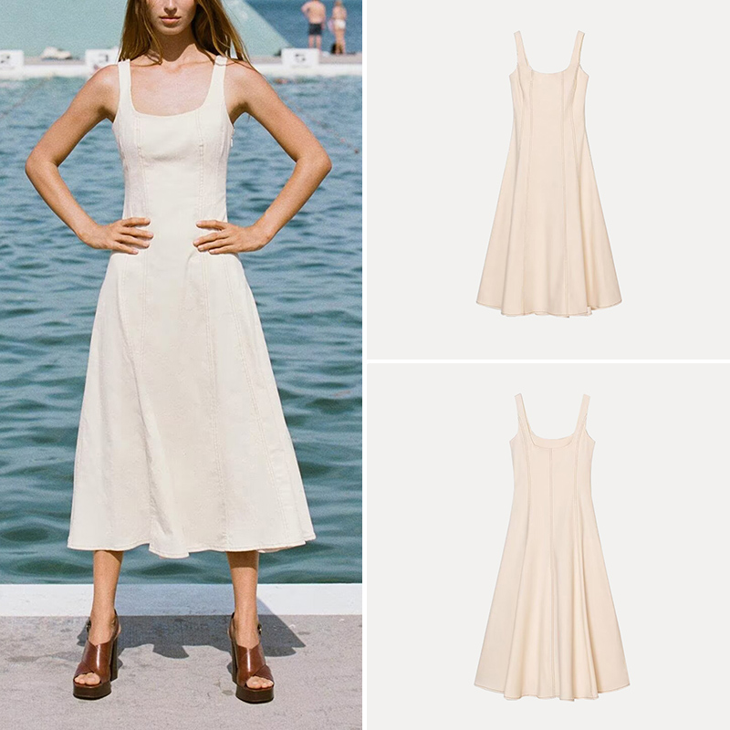 Street Fashion Dress - Robe midi style streetwear, col rond,