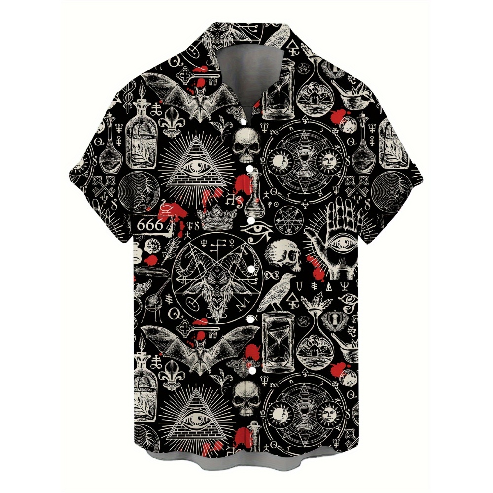 Street Fashion Outfit For Men - Chemise unisexe ample à boutons, imprimé