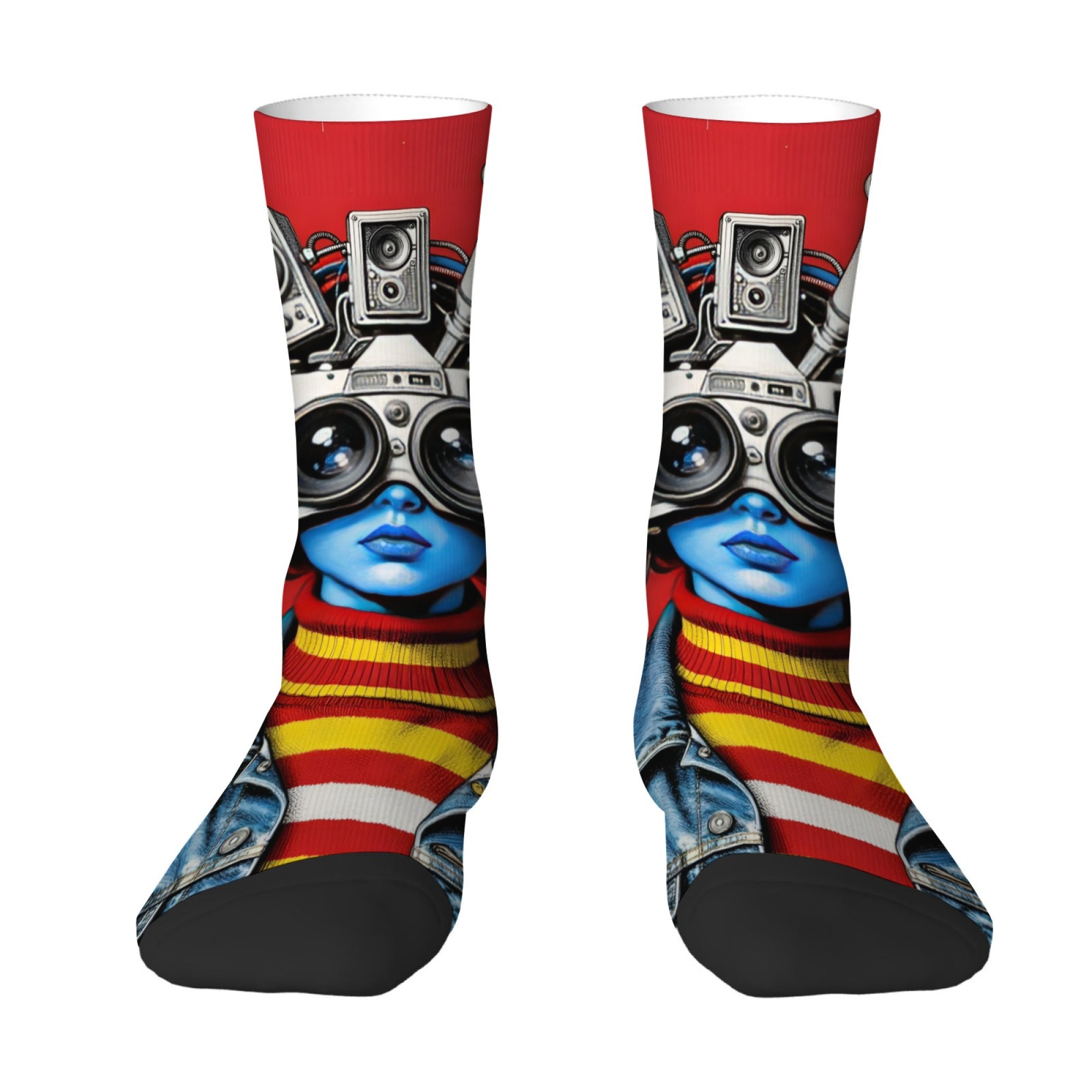 Quirky Street Fashion - Chaussettes pour hommes à thème caméra,