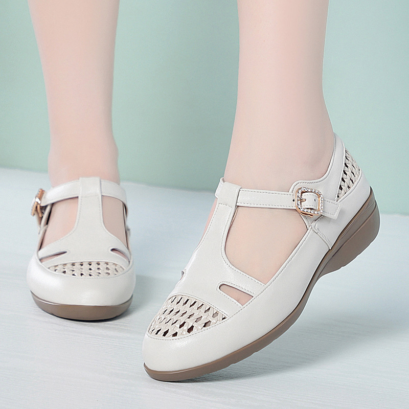 Street Fashion Plus Size - Nouvelles Sandales Plates en Cuir Véritable