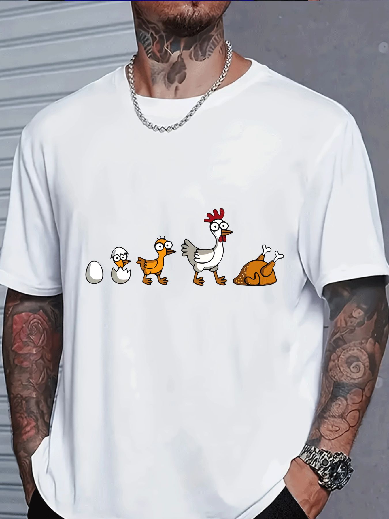 Street Fashion Evolution - T-shirt blanc à col rond pour