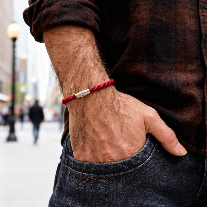 Street Fashion In Milan - Bracelet à cordes tissé de qualité