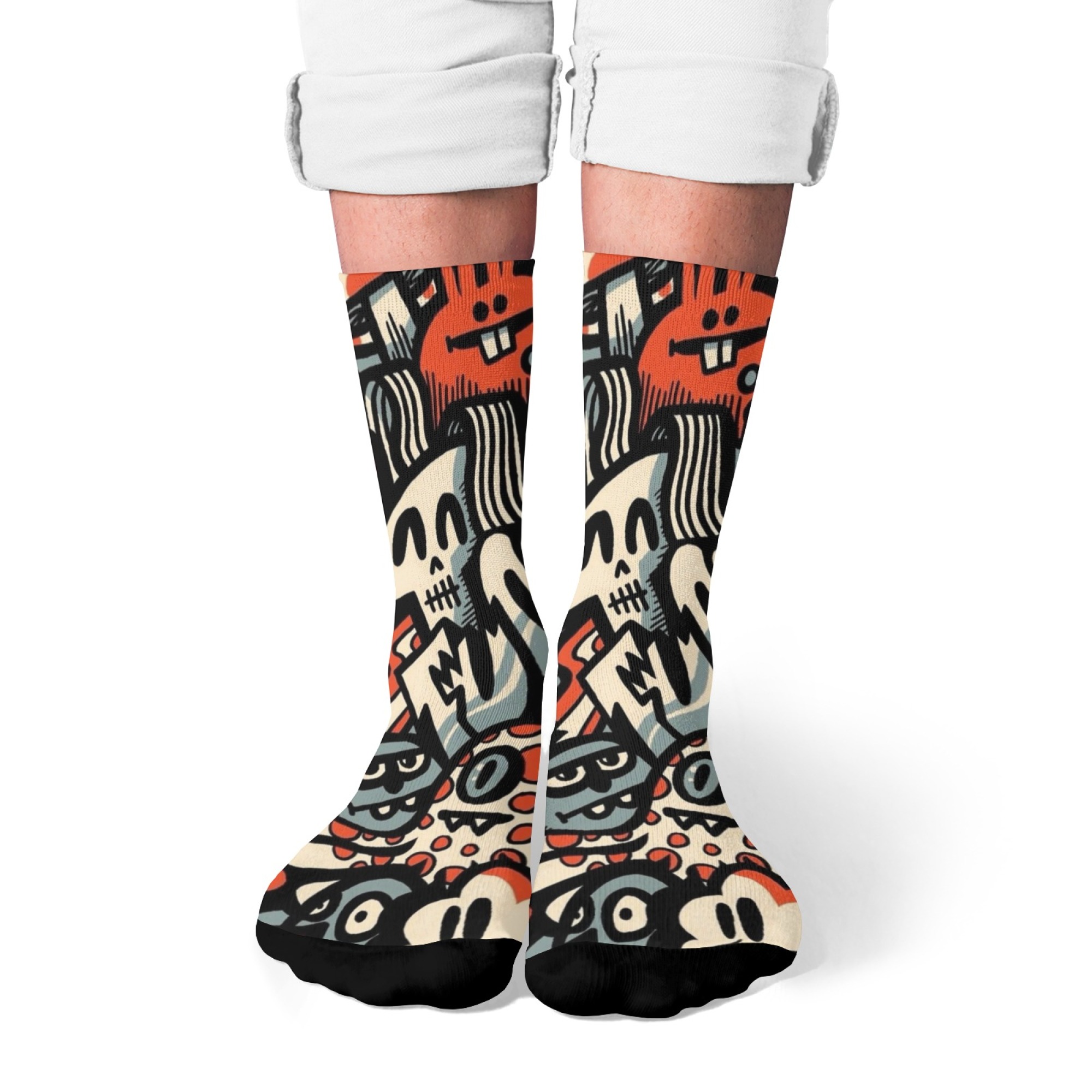 Quirky Street Fashion - Chaussettes pour hommes à imprimé monstre