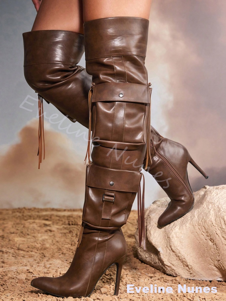 Bottes marron à pampilles au d - Street Fashion Rome 2026 avis et prix